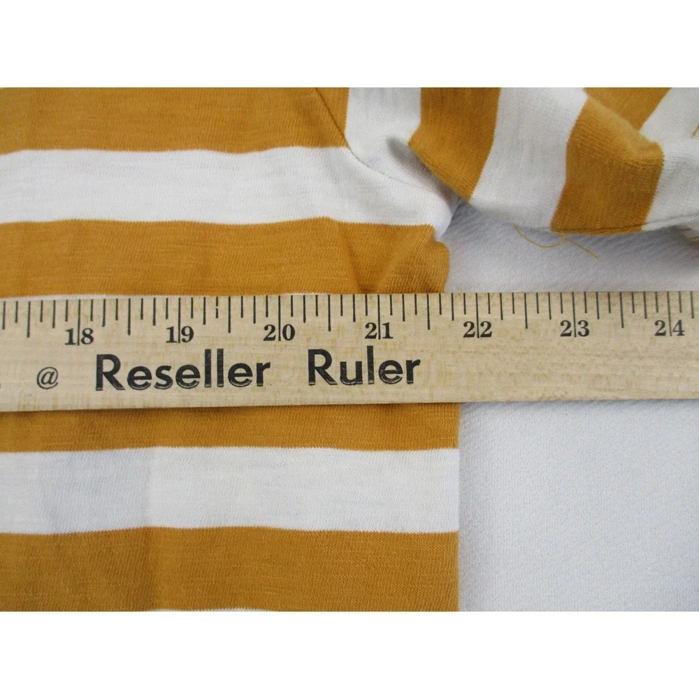 Guess Shirt Mens Medium Mustard Yellow Striped Originals Embroidered Logo Tee - Picture 7 of 10
